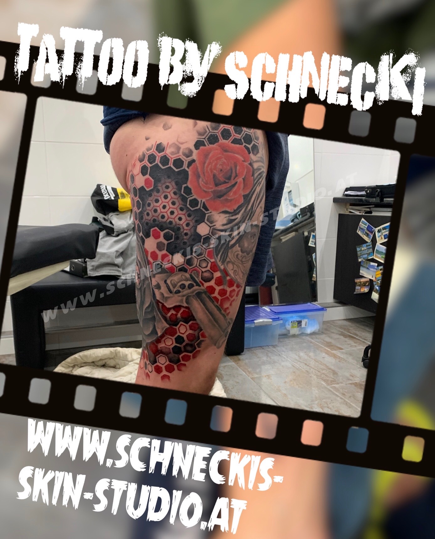 Black & Grey mit Farbe Tattoo aus Steyr – Schneckis Skin Studio