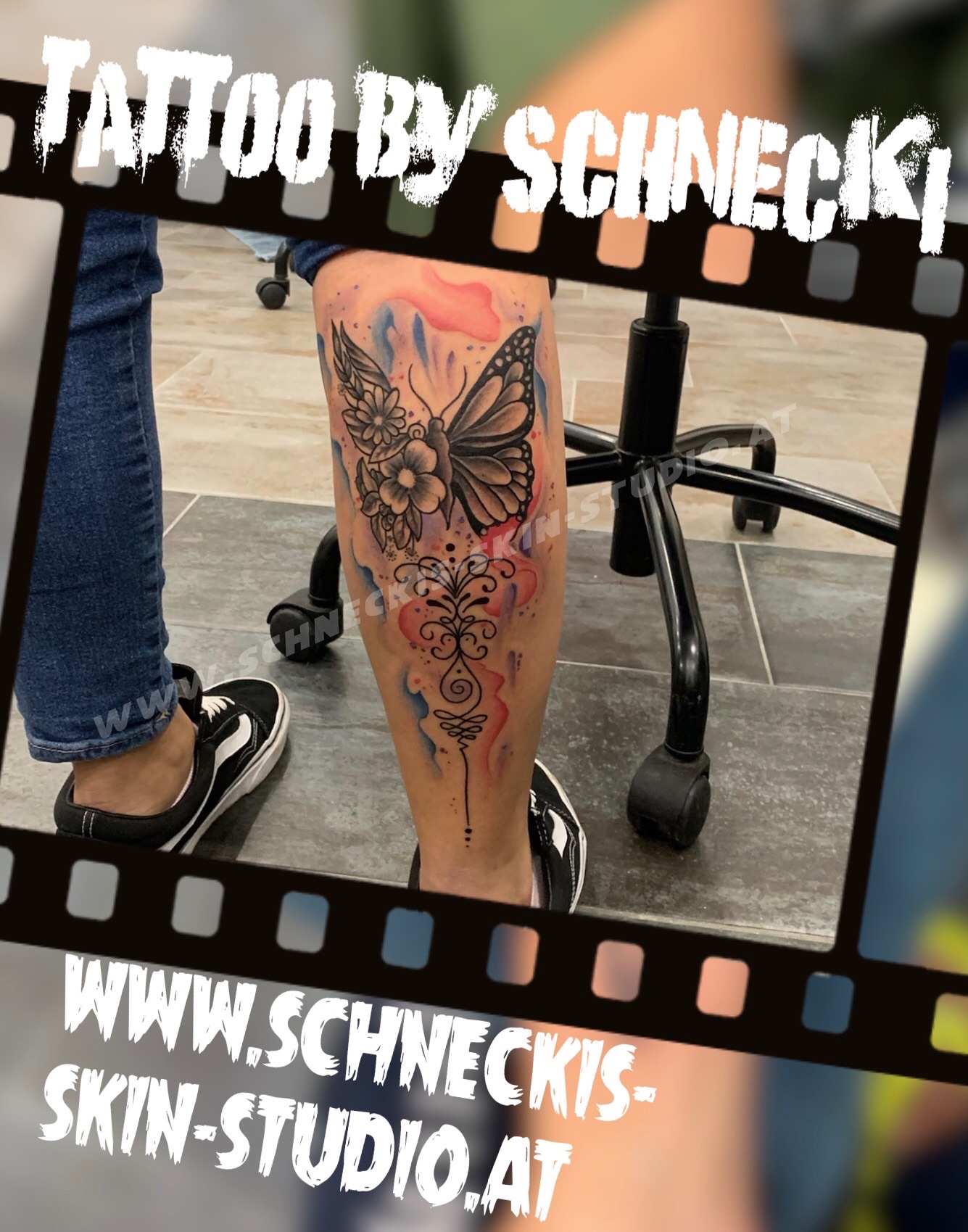 Black & Grey mit Farbe Tattoo aus Steyr – Schneckis Skin Studio