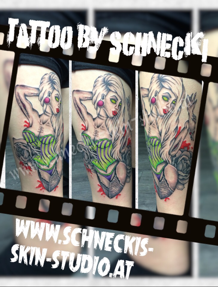 Black & Grey mit Farbe Tattoo aus Steyr – Schneckis Skin Studio