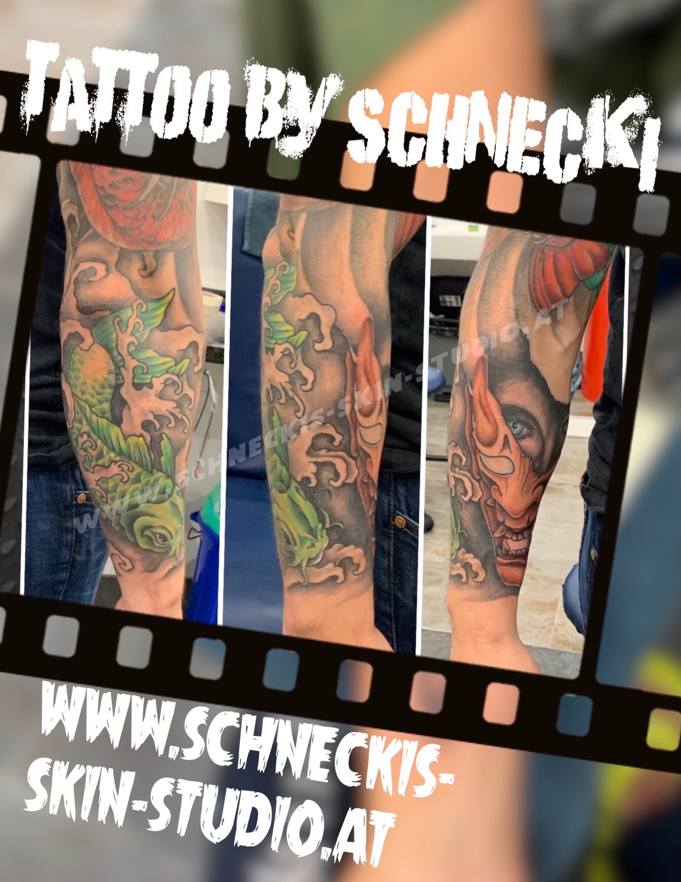 Black & Grey mit Farbe Tattoo aus Steyr – Schneckis Skin Studio